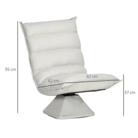 Rootz Armchair - Swivel - Tilting Backrest - Seat Cushion - Leather Look - Steel Frame - Light Gray - 62 x 62 x 95 cm