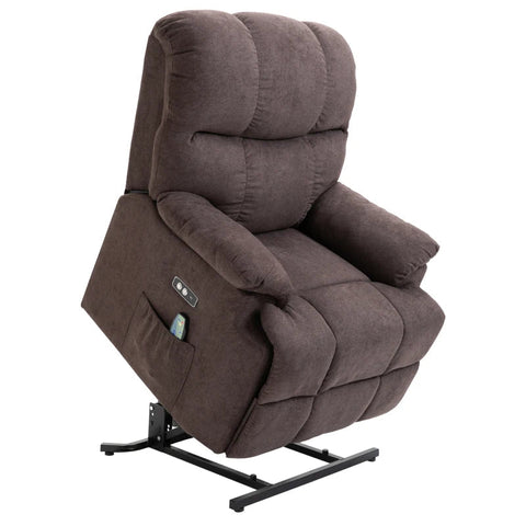 Rootz Armchair - TV Armchair - Massage Chair - Recliner With Stand-up Aid - 160° Adjustable Backrest - Massage And Heat Function - Brown - 83 cm x 95 cm x 105 cm