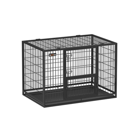 Rootz Dog Cage - Dog Cage With 2 Doors - Dog Crate - Dog Kennel - Heavy-duty Dog Cage - Metal Dog Cage - Steel - Black - 107 x 70 x 74.9 cm (L x W x H)
