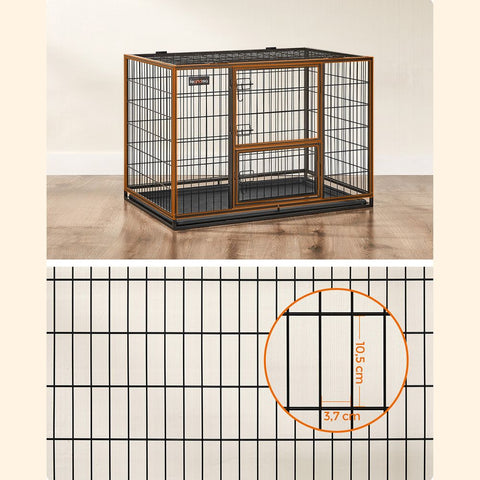Rootz Dog Cage - Dog Cage With 2 Doors - Dog Crate - Dog Kennel - Heavy-duty Dog Cage - Metal Dog Cage - Steel - Black - 107 x 70 x 74.9 cm (L x W x H)