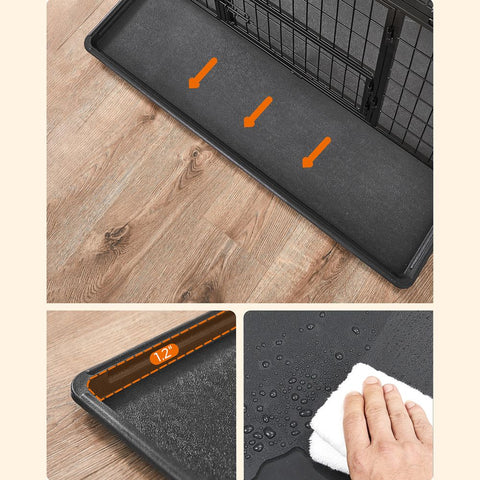 Rootz Dog Cage - Dog Cage With 2 Doors - Dog Crate - Dog Kennel - Heavy-duty Dog Cage - Metal Dog Cage - Steel - Black - 107 x 70 x 74.9 cm (L x W x H)