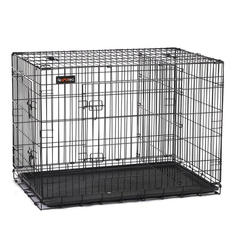 Rootz Dog Cage With 2 Doors - Two-door Pet Kennel - Folding Dog Crate - Versatile - Sturdy Dog Cage - Iron Wire - Black - 122 x 74.5 x 80.5 cm (L x W x H)