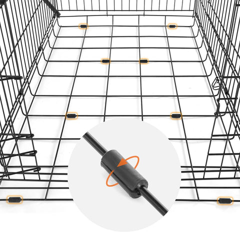 Rootz Dog Cage With 2 Doors - Two-door Pet Kennel - Folding Dog Crate - Versatile - Sturdy Dog Cage - Iron Wire - Black - 122 x 74.5 x 80.5 cm (L x W x H)