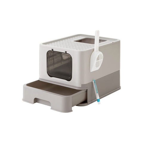 Rootz Litter Box - Litter Box With Lid - Automatic Litter Box - Cat Litter Box - Open Litter Box - Polypropylene - Polycarbonate - Oatmeal-warm Gray - 42.5 x 54.3 x 37.8 cm (L x W x H)