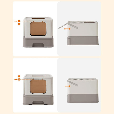 Rootz Litter Box - Litter Box With Lid - Automatic Litter Box - Cat Litter Box - Open Litter Box - Polypropylene - Polycarbonate - Oatmeal-warm Gray - 42.5 x 54.3 x 37.8 cm (L x W x H)