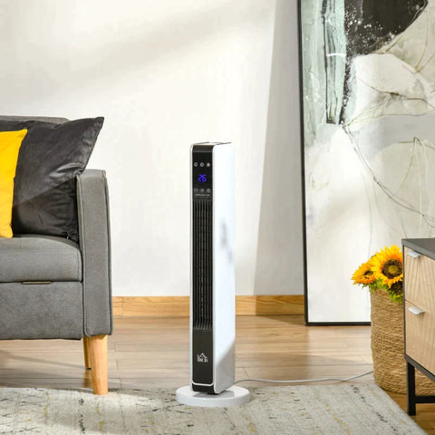 Rootz Heater - Heater Fan - 2000W Electric Heater - Ceramic Heating Tower with Remote Control  - Oscillation Heater - ABS PA - White + Black - 21 x 21 x 73 cm