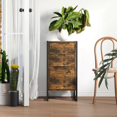 Rootz Chest Of Drawers - 3 Drawers - Industrial Style - Drawer Cabinet - Side Cabinet - Office Cabinet - Metal - Brown - 39 x 40 x 76.5 cm