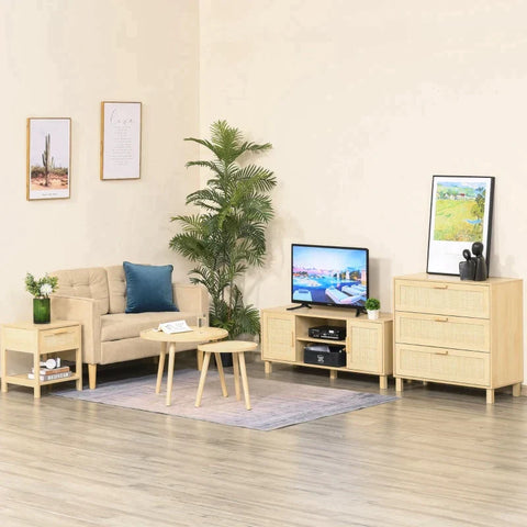 Rootz Bedside Table - Bedside Table - Bedside Table - Side Table - Drawer Storage Shelf - Natural - 40 x 40 x 48 cm