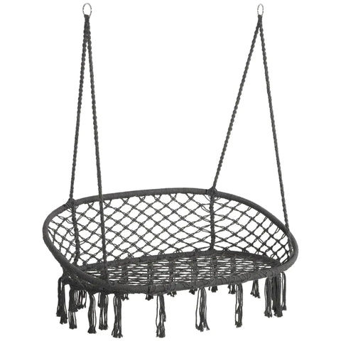 Rootz Hanging Chair - 2-seater Hanging Chair With Hanging - Ceiling Hook - Hanging Lounger - Floating Lounger - Double Lounger - Lounge For 2 People - Grey - 130 x 70 x 35 cm