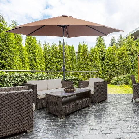 Rootz Parasol - Folding Umbrella - Garden Parasol - Garden Umbrella - Steel - Coffee - 3x2.45m