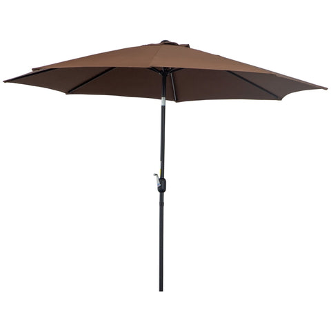 Rootz Parasol - Folding Umbrella - Garden Parasol - Garden Umbrella - Steel - Coffee - 3x2.45m