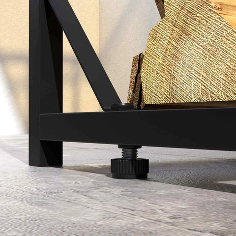 Rootz Firewood Rack - Polycarbonate Roof - Metal Frame - Outdoor Use - Black+Brown - 185x67x185cm