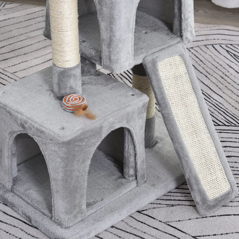 Rootz Cat Tree - Cat Climbing Tree - Sisal Posts - Cat Scratching Post - Light Grey - 59 x 39 x 83 cm