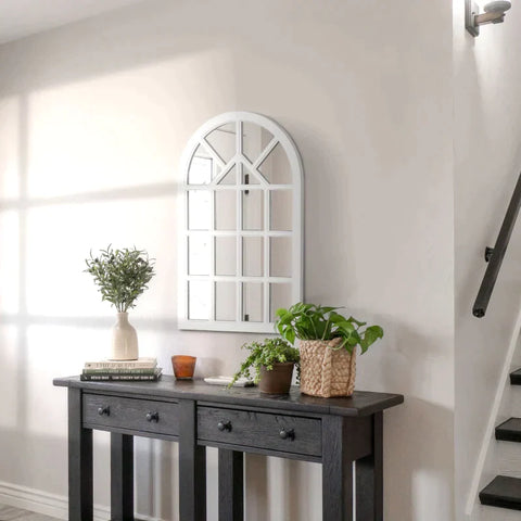 Rootz Wall Mirror - Round Wall Mirror - Make-up Mirror - Mirror - MDF/Glass - White - 110 cm x 70 cm x 3.3 cm