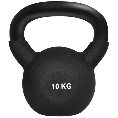 Rootz Kettlebell - Massive Kettlebell - 10 Kg - With Plastic Coating - Steel/PVC - Black - 19 x 12 x 22 cm