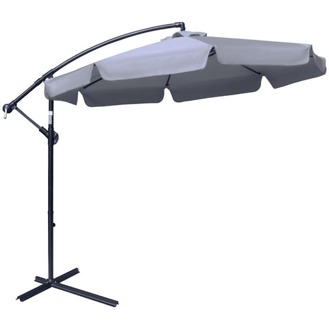 Rootz Parasol - Cantilever Parasol - Cantilever Umbrella - With 360° Rotation - Polyester/Metal - Dark Grey - Ø2.65 x 2.65H m