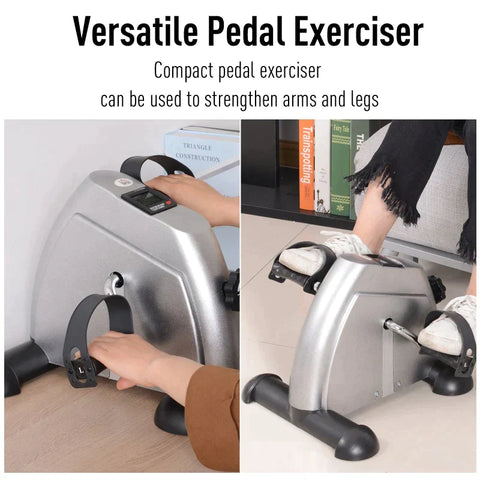 Rootz Mini Exercise Bike - Leg Trainer - Pedal Trainer -  Training Bike - Bicycle Device - Silver - 9Wx 40Dx 31Hcm