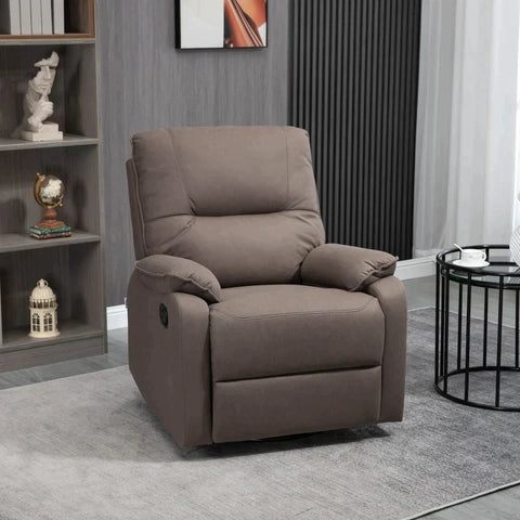 Rootz Recliner - Ligfunctie - 135° kantelbaar - Schommelfunctie - Voetsteun - Microvezelstof - Bruin - 82 cm x 95 cm x 98 cm