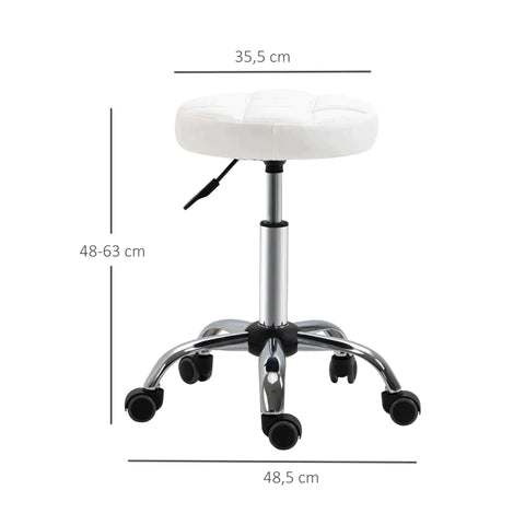Rootz Saloon Stools - Rolling Stools - Swivel Stools - Work Stools - Salon Chairs - Height-adjustable - White