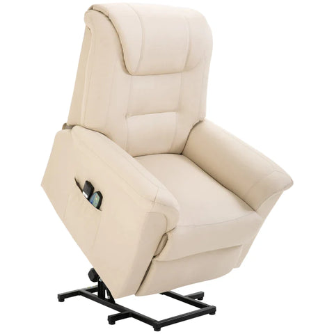 Rootz Massage Chair - Stand-up Aid - 8 Vibration Points - Heating Function - Footrest - Faux Leather - Cream White - 93L x 95W x 106H cm