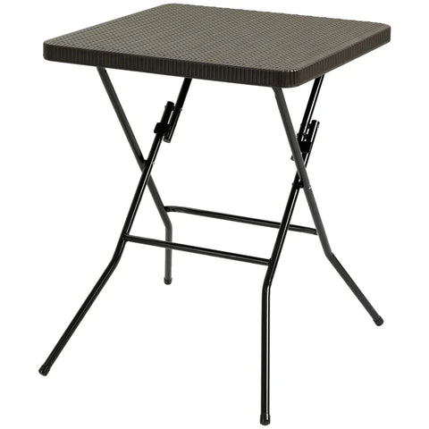 Rootz Folding Table - Rattan Folding Table - Table - HDPE/Metal - Dark Brown - 60 x 60 cm