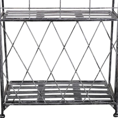 Rootz Plant Shelf - Plant Stand - Flower Shelf - Flower Stand - Flower Ladder - Garden Shelf - Metal - Silver/Grey - 44Lx25Wx96H cm