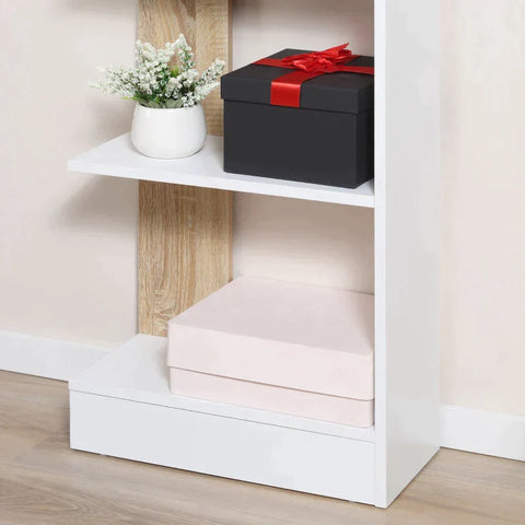Rootz Free-standing Bookcase - 5-tier Office Shelving - Storage Shelving - Filing Shelving - Kitchen Shelving - Oak/White - 45 x 21 x 170 cm