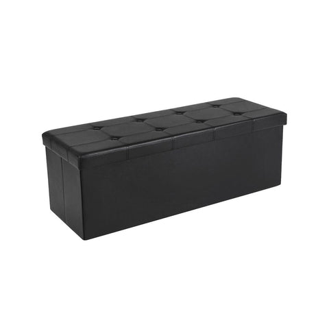 Rootz Upholstered Bench - Storage Space - Seat Chest - Extra Large Capacity - Robust-durable - Versatile - MDF Fiberboard  - Artificial Leather - Black - 110 x 38 x 38 cm
