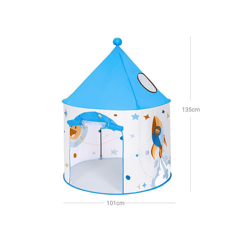 Rootz Speeltent - Speeltent Voor Kinderen - Kinderspeeltent - Binnenspeeltent - Buitenspeeltent - Pop-up Speeltent - Polyester - Glasvezelstaven - Staaldraden - Wit-blauw - 101 x 135 cm (Ø x H)