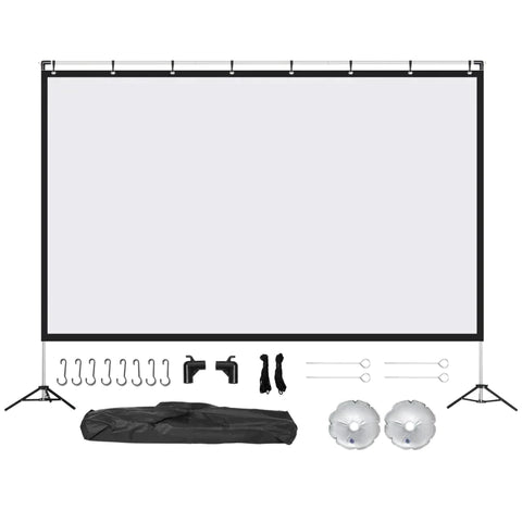 Rootz-Projektionsleinwand – 120-Zoll-Projektionsleinwand – mit Metallständer – faltbar, tragbar – Filmleinwand – Kunststoff – Weiß – 295 x 41,5 x 212 cm