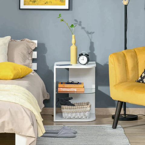 Rootz Side Table - Bedside Table - Corner Table - White - 40 cm x 40 cm x 56 cm