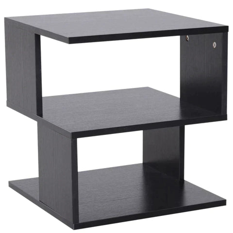 Rootz Side Table - 2-tier Side Table - Bed Table With Modern Design - Coffee Table For Office - Living Room - Dining Room - Black - 40 x 40 x 43 cm