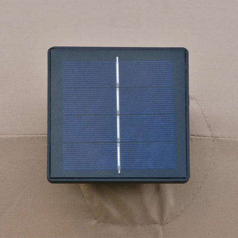 Rootz Double Sided Parasol - Parasol - Sun Umbrella - With LED Solar Lights - Khaki - 440 x 260 cm