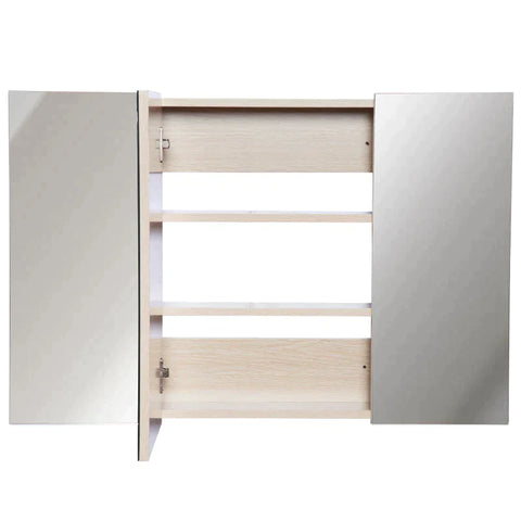 Rootz Spiegelschrank – Badezimmerschrank – Spiegelwandschrank – Badezimmer-Wandschrank – Weiß – B90 x H60 x T13,5 cm
