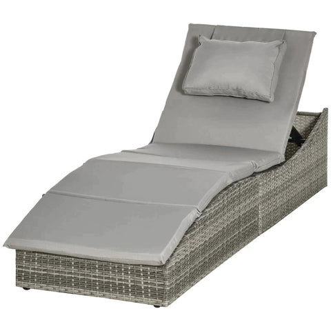 Rootz Gartenliege – Sonnenliege – Relaxliege – Rattan-Optik – Hellgrau – 200 x 60 x 40 cm