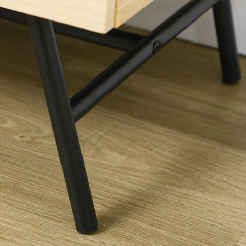 Rootz TV Bench - For TVs Up To 60'' - Two Cabinet Compartments - Two Shelves - Rattan Decor - MDF - Natural - 150 x 39 x 48.3 cm