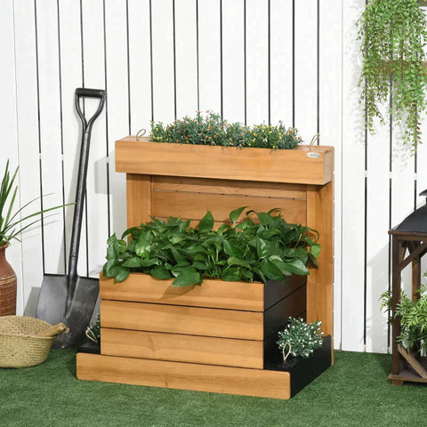 Rootz Raised Bed With 4 Plant Boxes - Self-watering System - Fleece Lining - Weatherproof - 79.5 cm x 49.5 cm x 80 cm