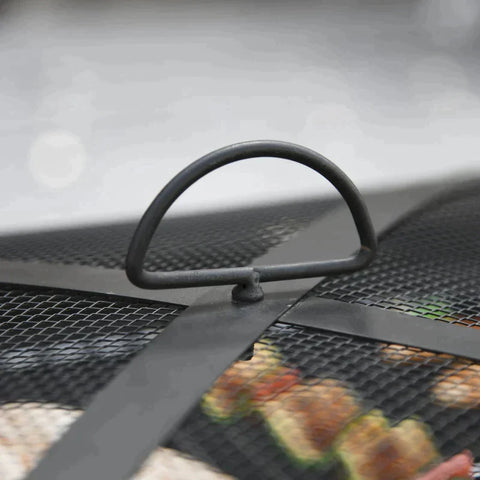 Rootz 3-in-1-Feuerstelle – Feuerstelle mit Funkenschutz – Grillrost – Eiskübel – Garten – BBQ – Schwarz, 76 x 76 x 47 cm