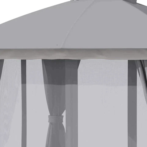 Rootz Gazebo - Patio Gazebo With Aluminum Canopy - Metal - Polyester - Nylon - Black + Light Grey - 2.95L x 2.95W x 2.85H m