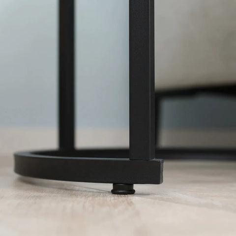 Rootz Set Of 2 Side Tables - Industrial Design - Stackable - Rustic Wood Grain - Metal Frame - Living Room - Brown + Black - 40 cm x 40 cm x 56 cm