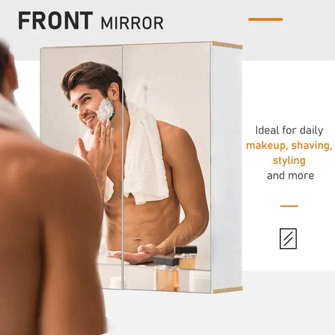 Rootz Spiegelschrank – Badezimmerschrank – Badezimmerspiegel – Wandschrank – Weiß – 60 x 20,5 x 75 cm