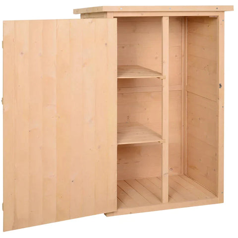 Rootz Garden Shed - Tool Shed - Tool Shed With Shelves - Storage Shed For Garden - Fir Natural Wood - 75 x 56 x115 cm
