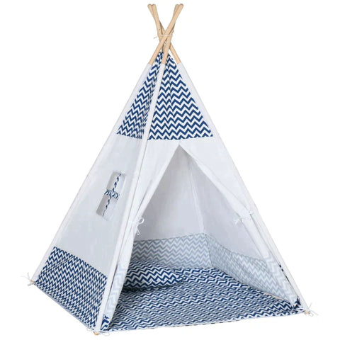 Rootz Tipi Tent - Speeltent - Kindertent Met Kussenmatras - Kinderkamer Tipi - Indische Tent - Buiten - Binnen - Opvouwbaar - Kinderspeeltent - Speelhuisje - Wit - 120 x 120 x 155 cm