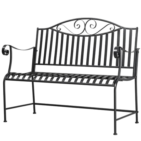 Rootz Garden Bench Seat - Park Bench - 2-seater Metal Bench - Steel Frame With Armrests For Garden Balcony And Terrace - Grey - 15.5 x 54 x 96 cm