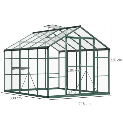 Rootz Greenhouse - Inloopkas - Kas Plantenhuis - Groen/Transparant - 308 x 248 x 226 cm