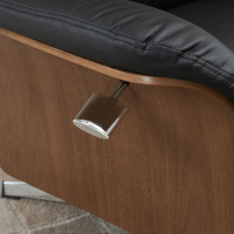 Rootz Relaxation Chair With Footstool - 360° Rotatable - Reclining Function - Reading Chair - Black - 80 x 84 x 108 cm