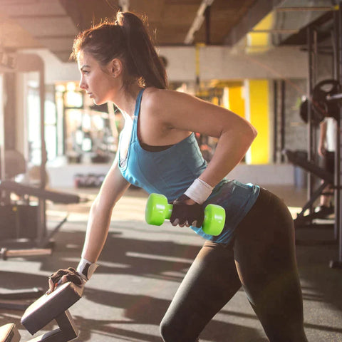 Rootz Dumbbell Set - 4 Pairs Of Dumbbells With Case - Iron + Plastic - Red + Yellow + Green + Purple - 41L x 30W x 8H cm