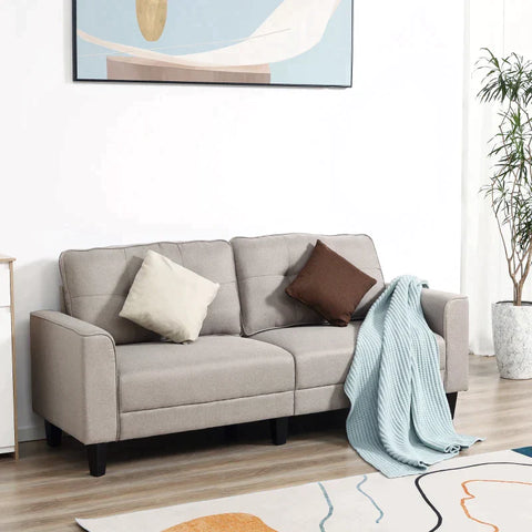 Rootz Sofa - 2 Seater Sofa - Home - Living Room - Black + Beige - 202cm x 72cm x 91cm