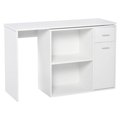 Rootz L-Shaped Desk - Computer Desk - Corner Desk - Storage Shelf And Drawer - White - 117x82x74 Cm
