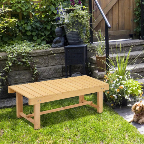 Rootz Garden Bench - Wooden Bench - Rustic Bench - 2 Seater Bench - Garden Furniture - Natural - 110 x 38 x 35 cm